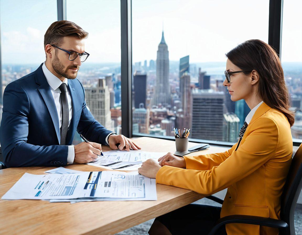 A split scene depicting a professional at a desk reviewing a polished resume on one side, and on the other side, the same individual confidently engaging in a mock interview with a panel. The background should blend elements of office environments and motivational imagery like upward arrows and city skylines, symbolizing career growth and development. The overall mood should be inspiring and encouraging. super-realistic. vibrant colors. 3D.